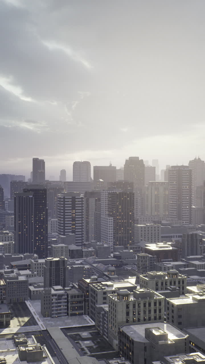 A silhueta de uma grande cidade revela um nascer do sol majestoso sobre a paisagem urbana