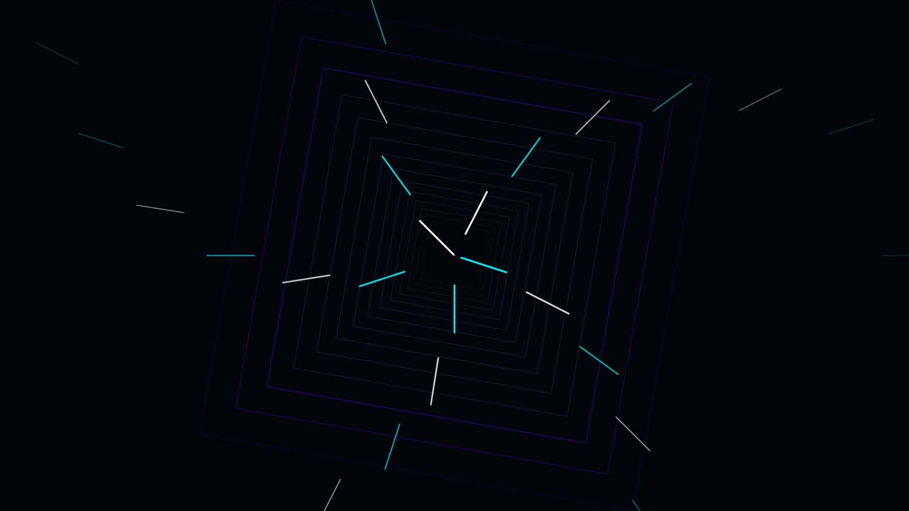 Abstract Motion Graphic of Rotating Concentric Squares and Lines