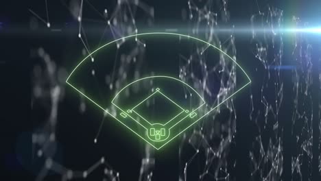 animation of green neon basketball field and networks of connections