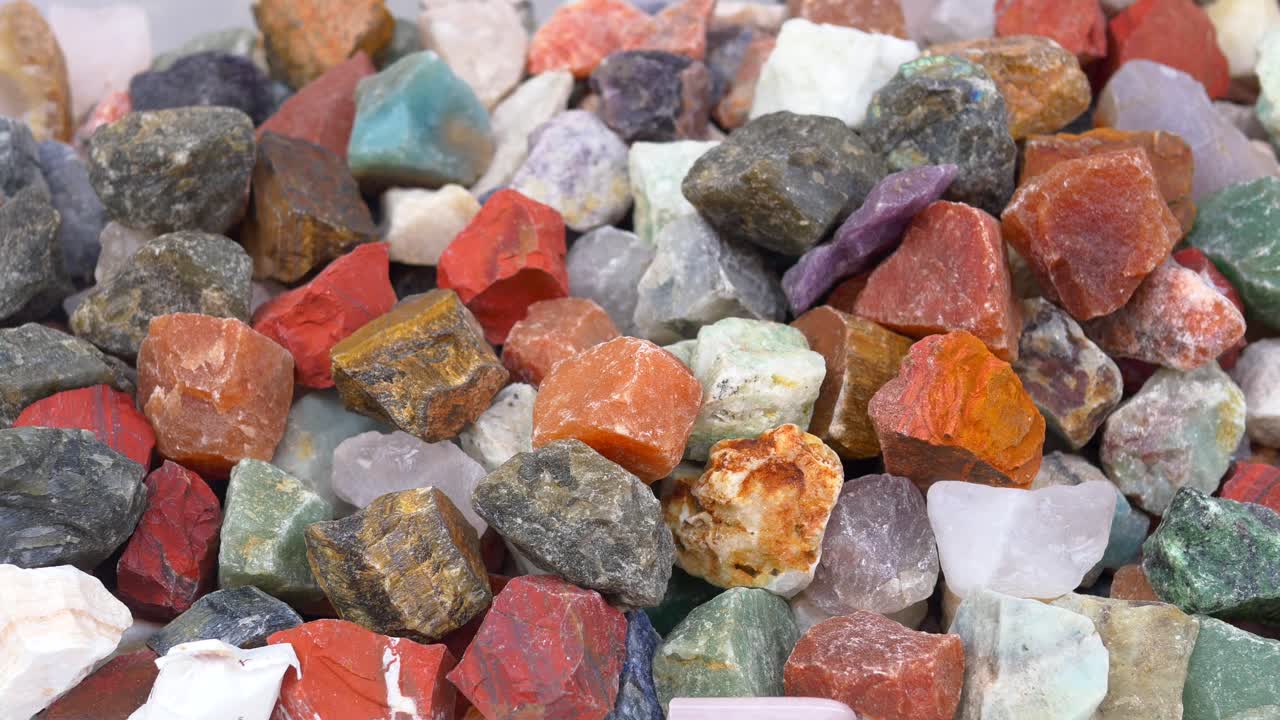 Colorful Pile of Rough Rocks and Gems