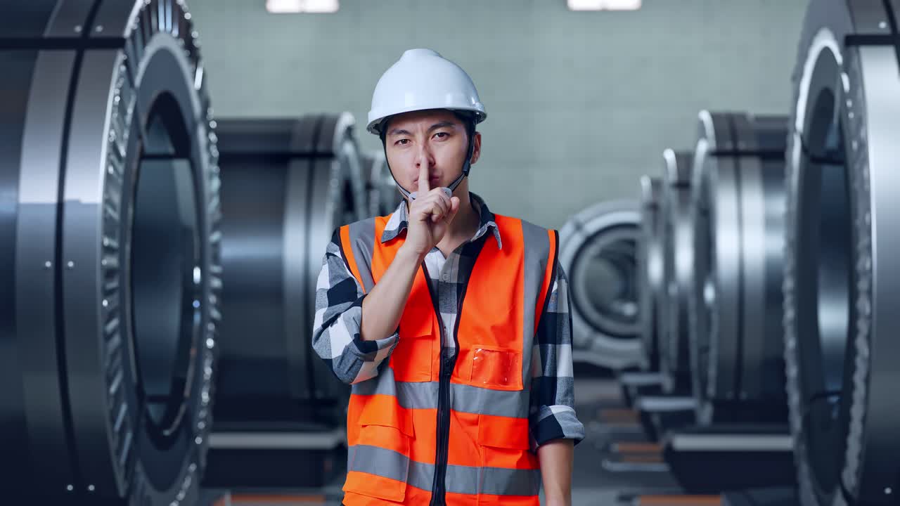 침을 유지하는 공장 노동자