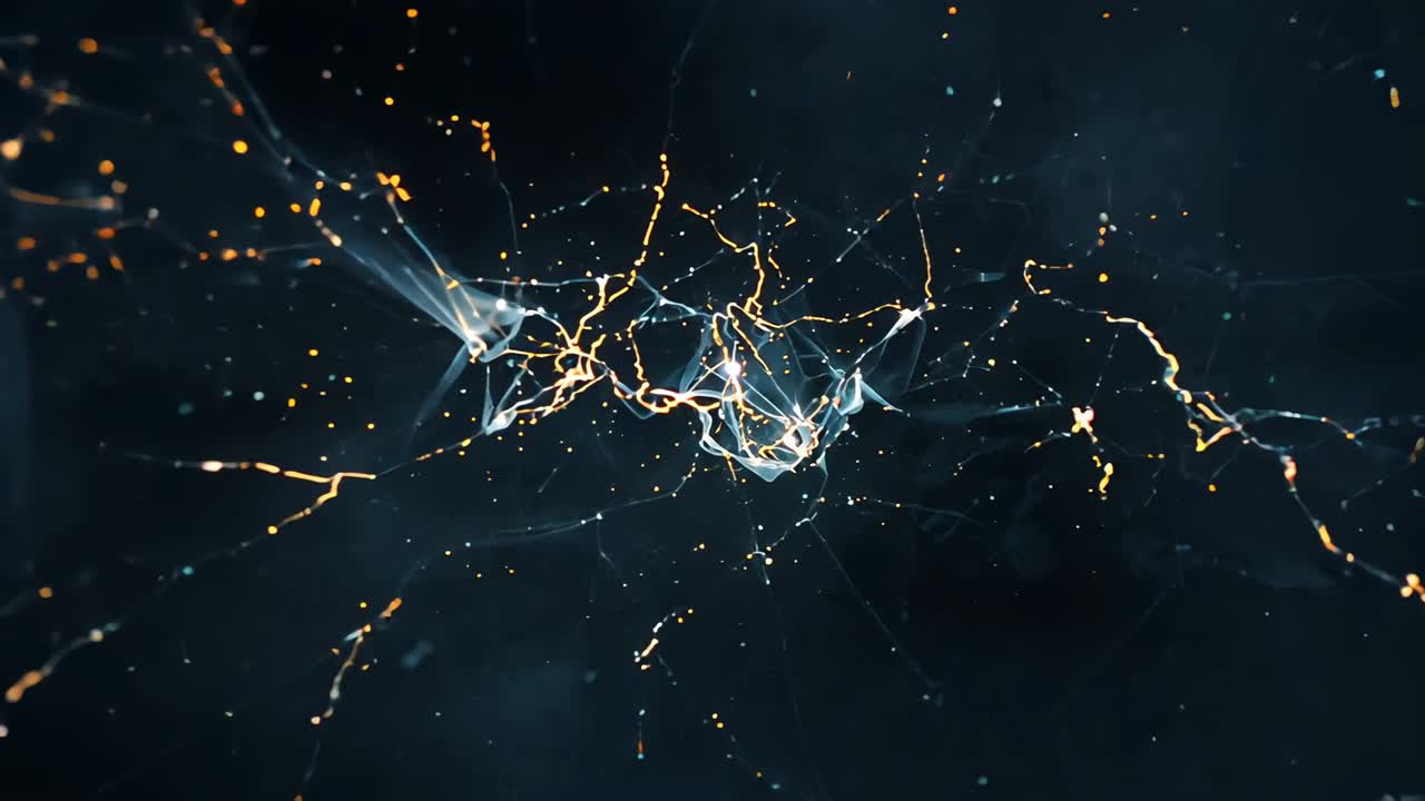 Linee tenui emergenti che formano una rete luminosa nello spazio virtuale, con nodi e filamenti luminosi