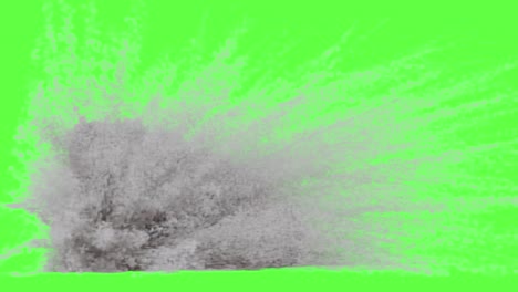grey dust explosion on green screen