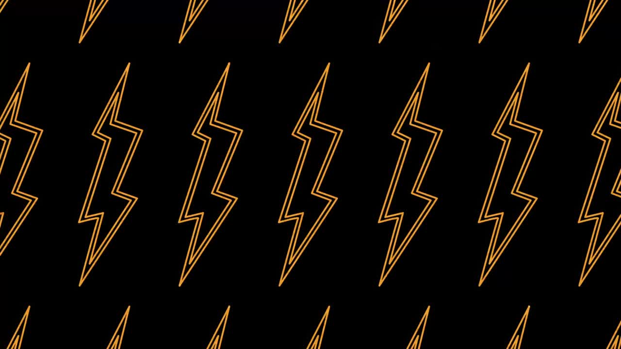 Flashing Yellow Lightnings Animation. Thunder Bolt. Black Background. Comic Book Sign. 4K