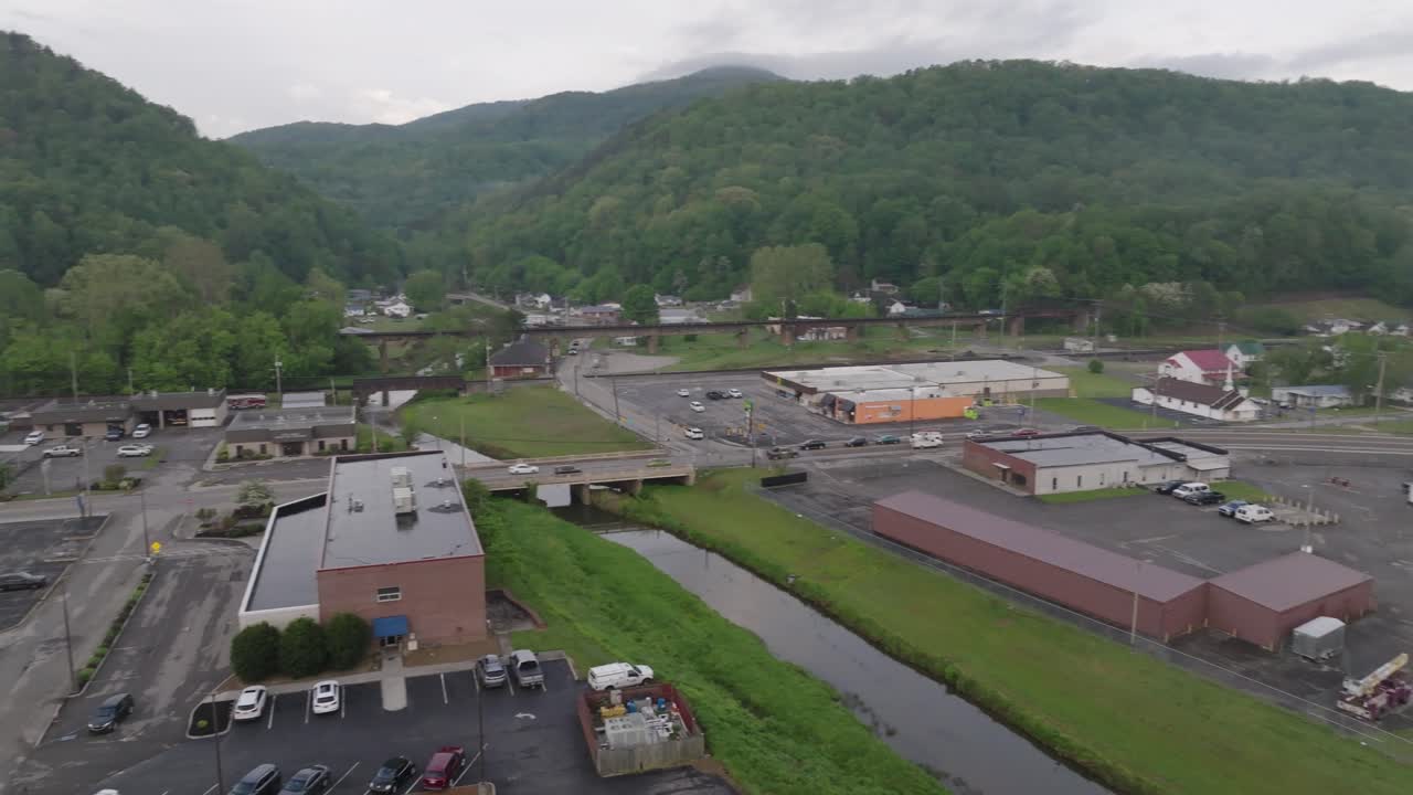 Luftfoto af Rocky Top, Tennessee, panorerer fra højre mod venstre