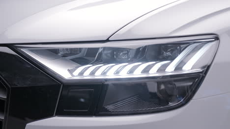 close-up of a modern car's headlights