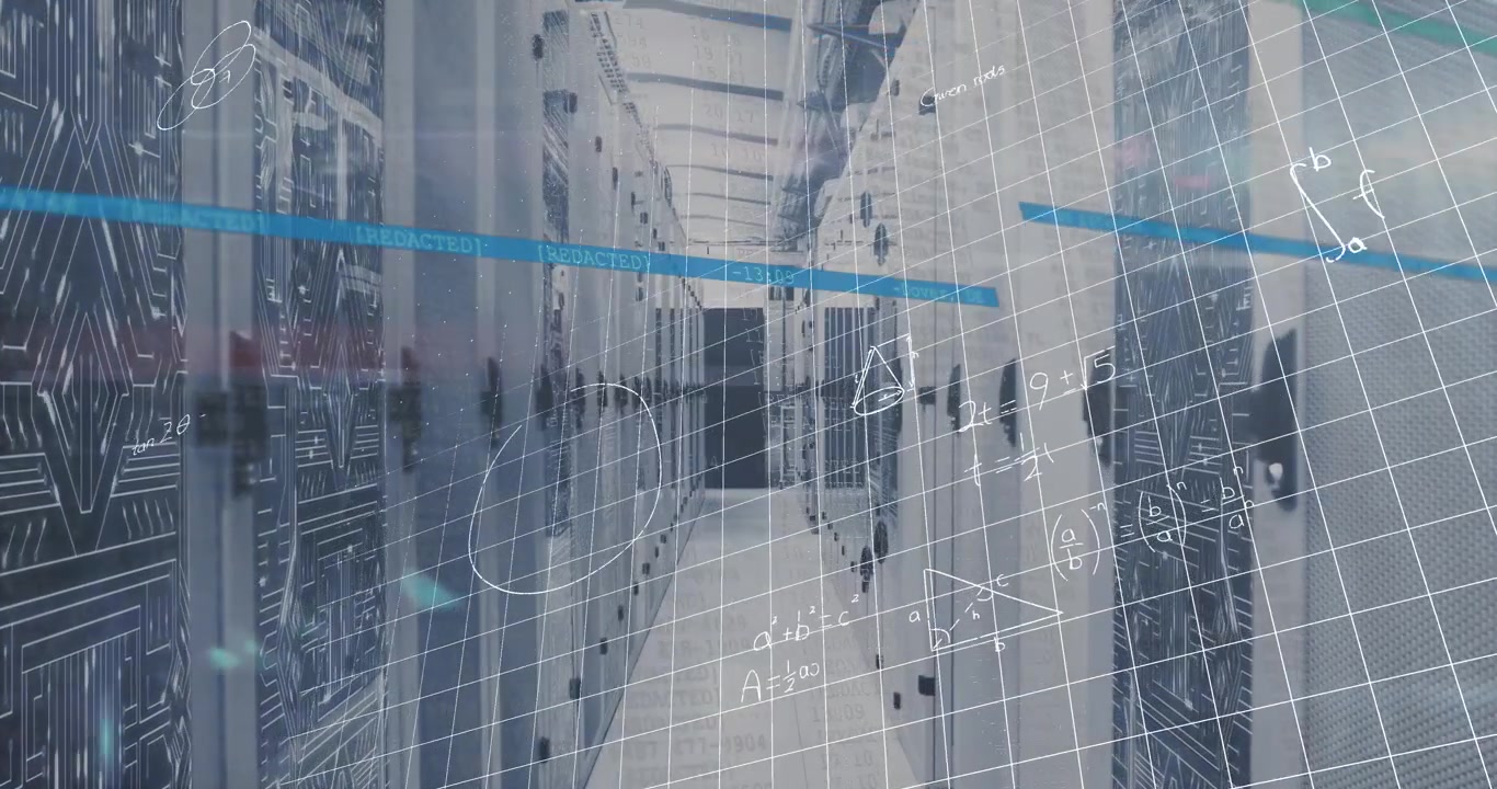 Animation of data processing over server room