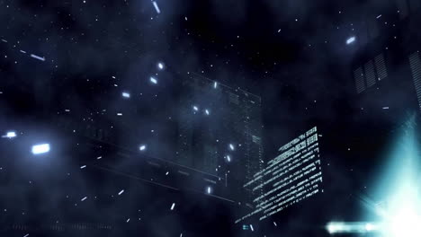 animación del procesamiento de datos financieros sobre un fondo oscuro
