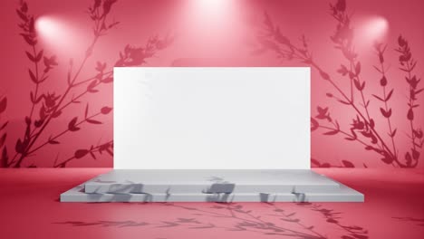 white screen stage mockup with lights and red background, 3d render