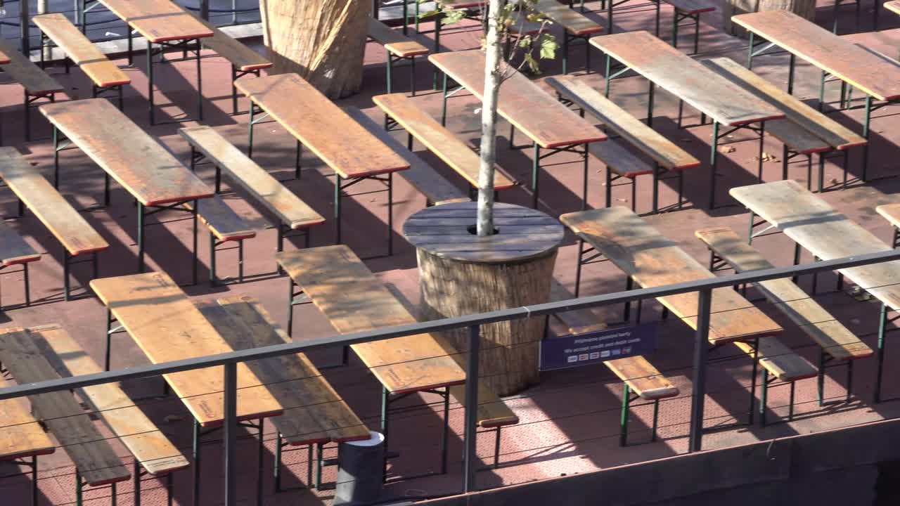 An empty restaurant near the river