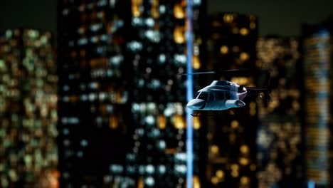 slow-motion-helicopter-near-skyscrapers-at-night