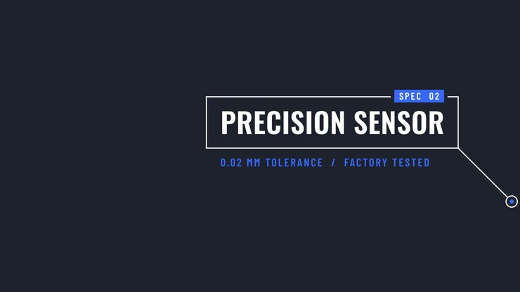 Sovrapposizione infografica tecnica per le specifiche del sensore di precisione