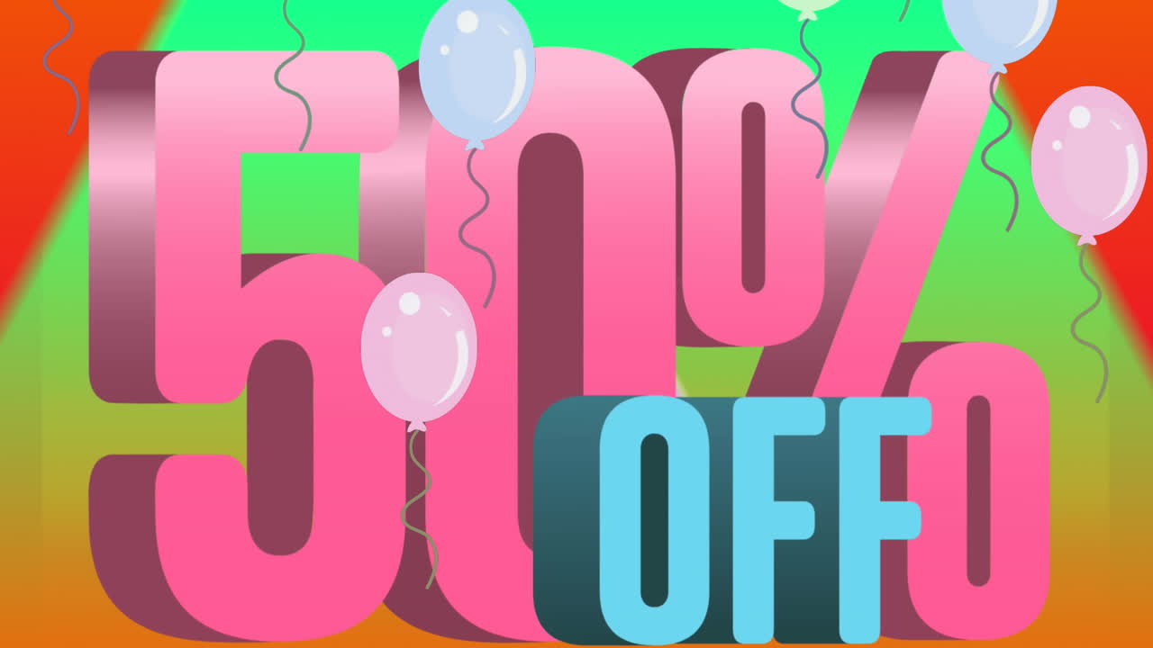 animación de globos con más del 50 por ciento de texto en fondo verde