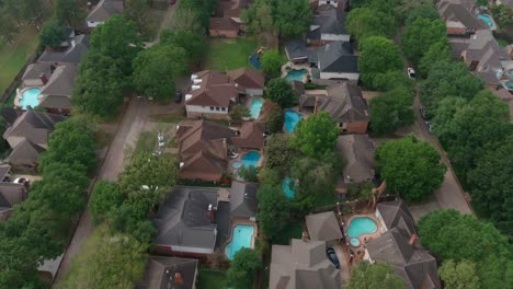 aerial view of affluent homes in houston, texas