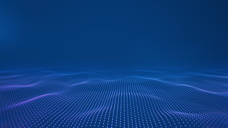 Sea of data submerged in the metaverse. Abstract floor technology background with blue led light.