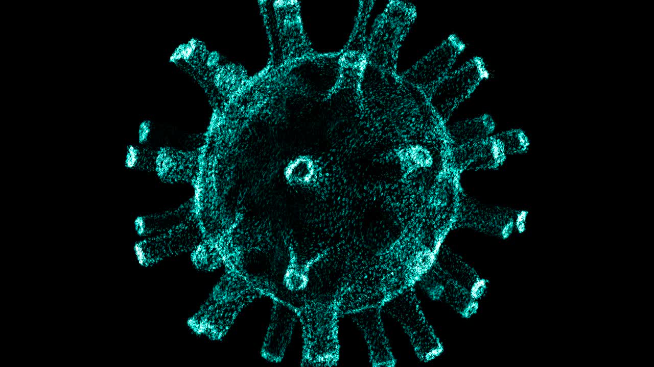 abstract motion graphics - spinning and exploding digital virus (loop)