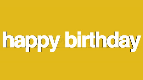 rolling happy birthday text on yellow gradient