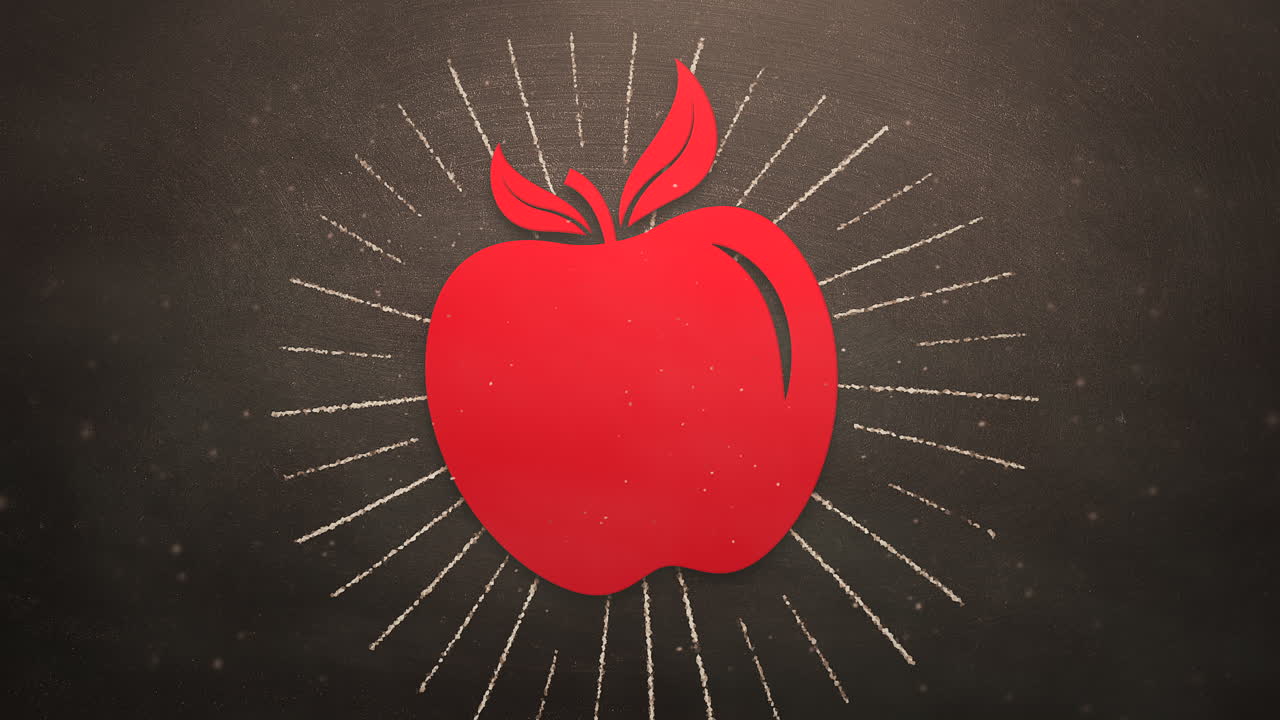 사과 2와 학교 요소 교육 배경의 근접 촬영 동작