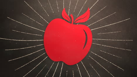 Closeup-motion-of-school-elements-education-background-with-apple-2