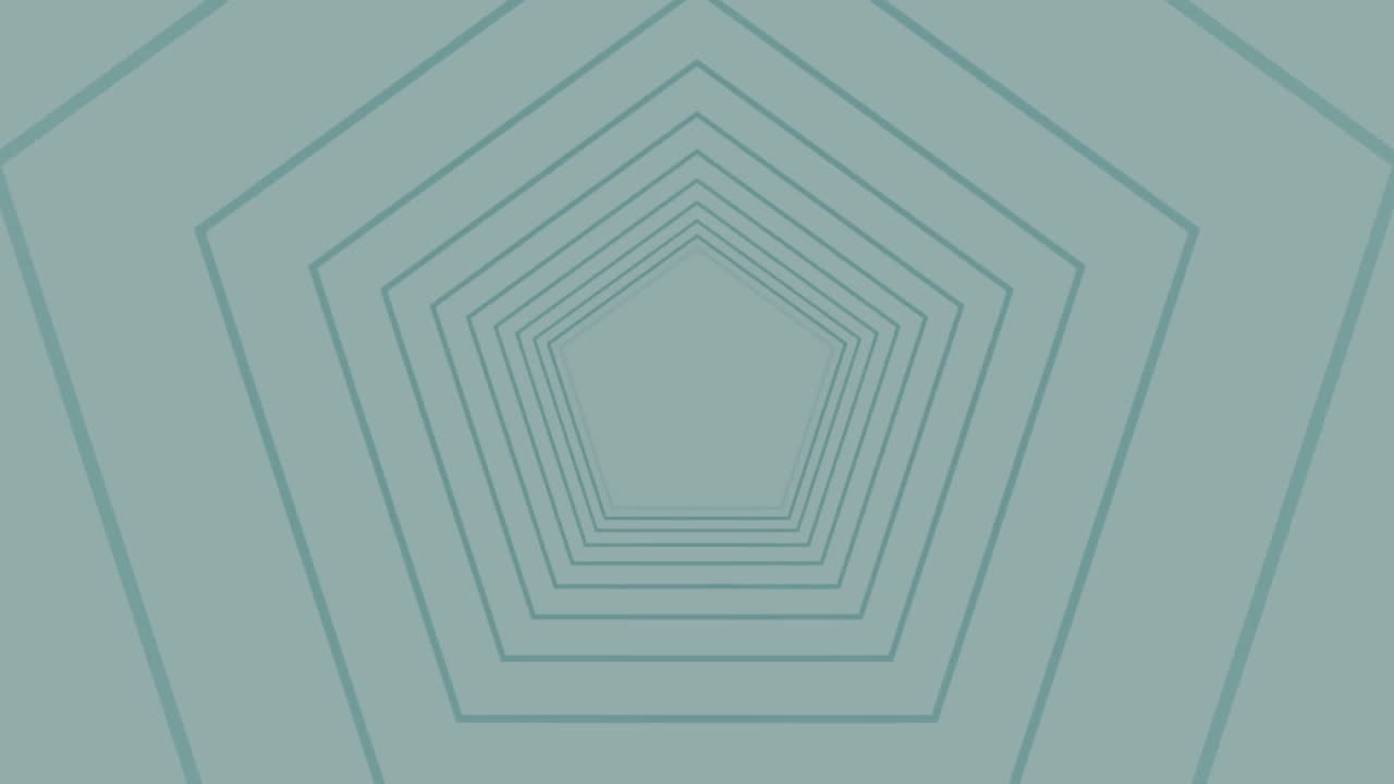 오각형의 윤 ⁇ 과  ⁇ 은 모양이 밝은 회색 배경에서 회전하고 밖으로 움직입니다.