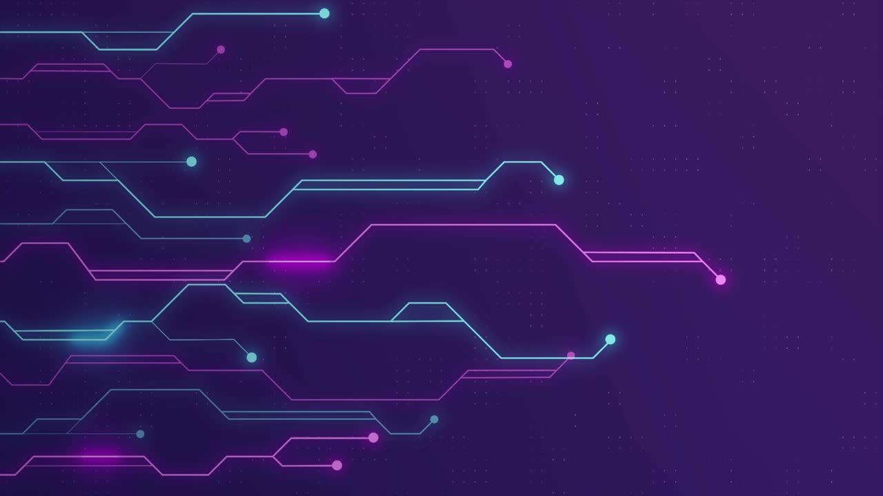 placa de circuitos electrónicos de alta tecnología. líneas y puntos conectados. tecnología de microchips. diseño digital futurista de alta tecnoloxía. papel tapiz en vivo, animación para banner