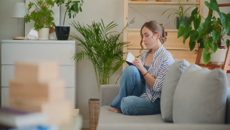 reflective woman taking notes