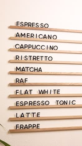coffee shop menu board