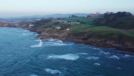 Aerial-View-Of-Beautiful-Cantabria-Village-Situated-Over