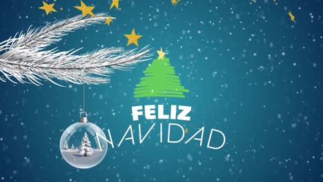 animación de la nieve cayendo sobre el texto de feliz navidad