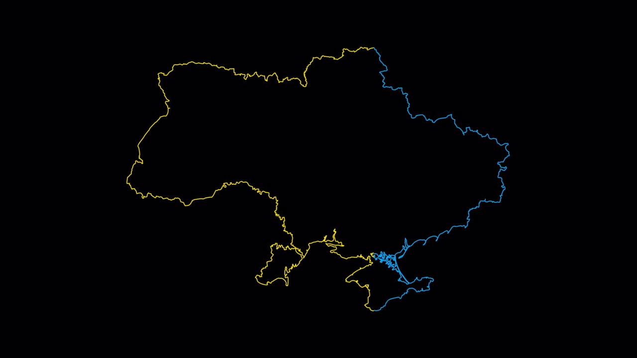 Animated close up linear map of Ukraine