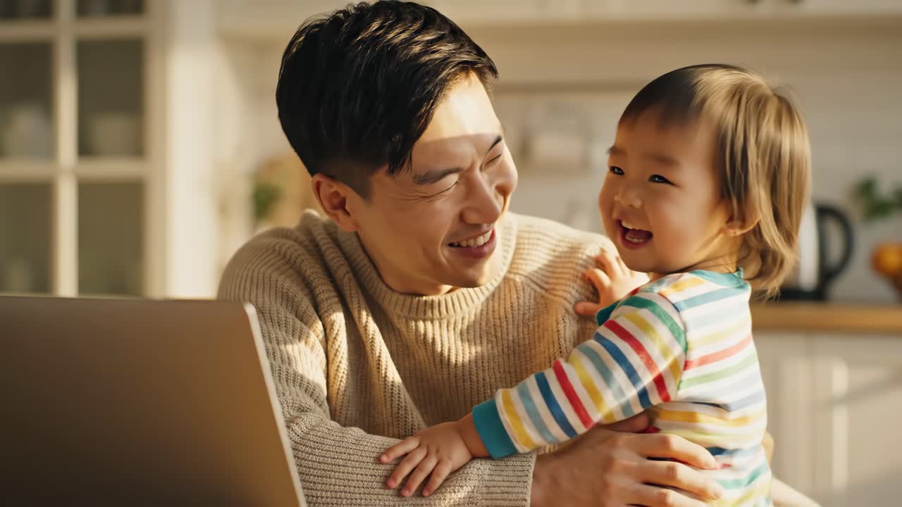 Father and child bonding at home
