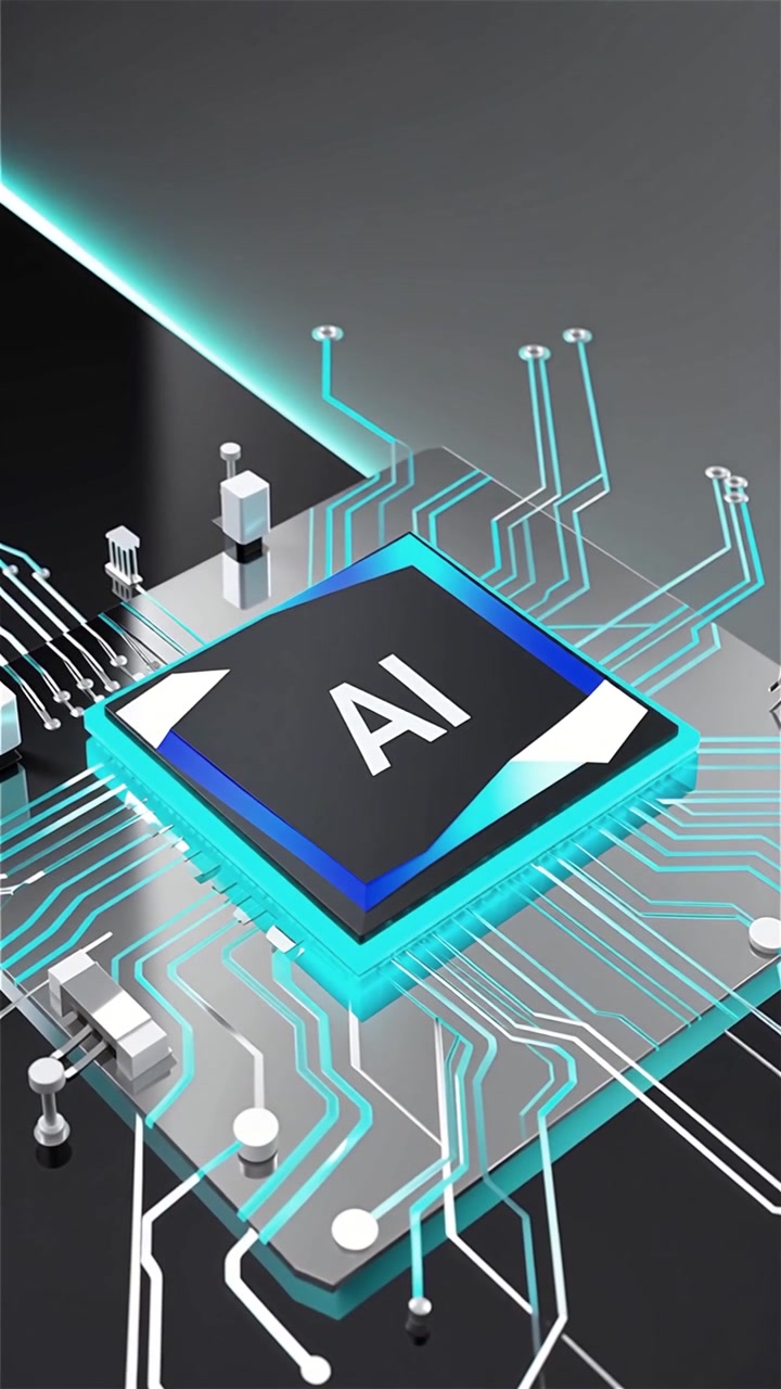 Futuristic AI Chip Motherboard Technology Background