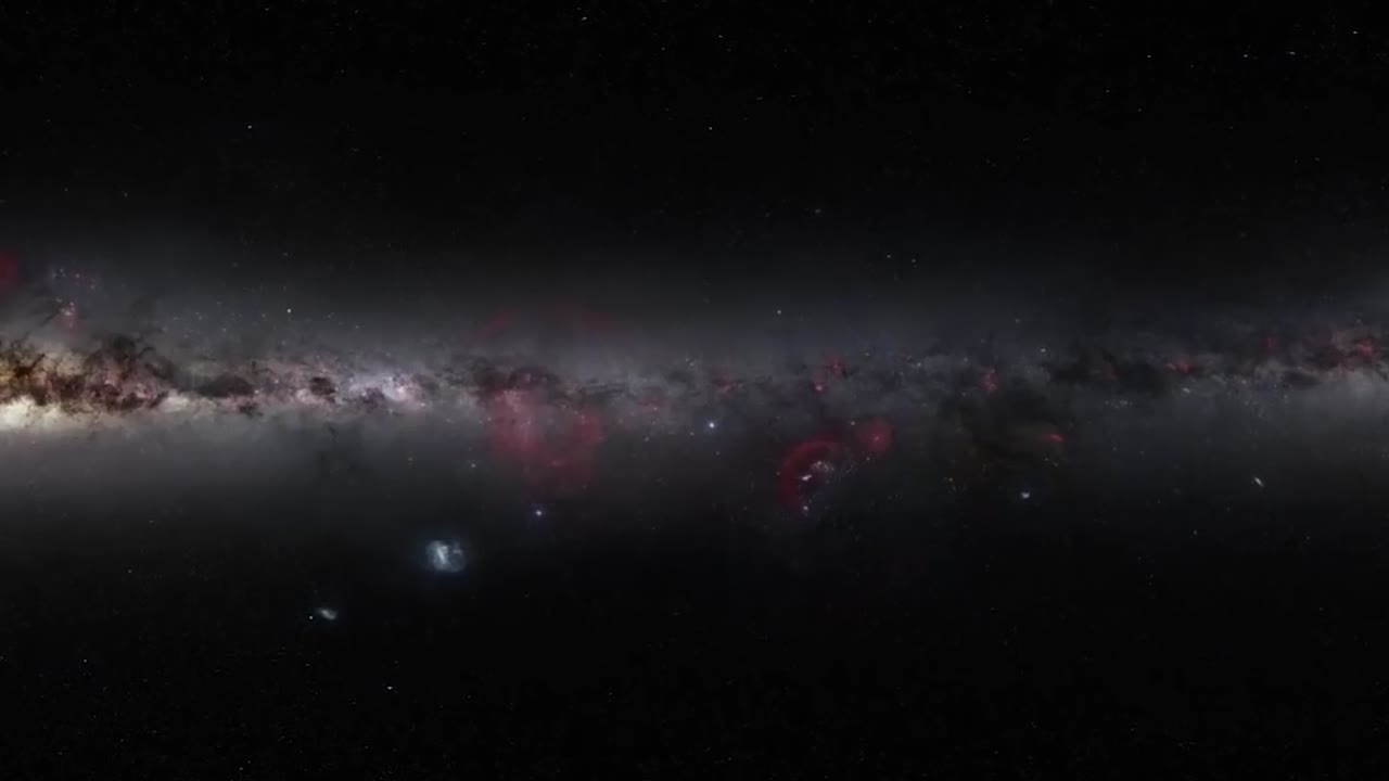 simulación por computadora de un vuelo a través de la nebulosa de orión en luz visible e infrarroja 2010s