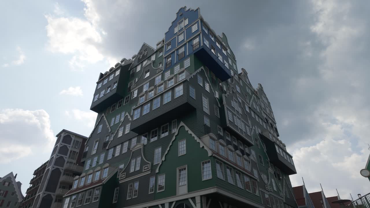 Zaandam canal view with traditional Dutch houses, calm waters and scenic reflections in daylight