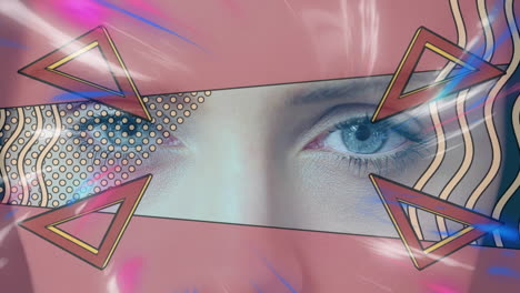 animación de formas sobre los ojos de una mujer caucásica