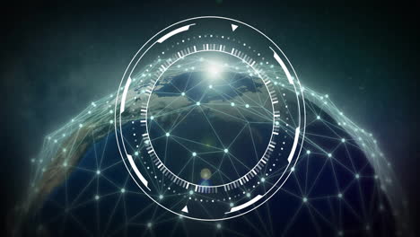 animation of scope, network and data processing over globe