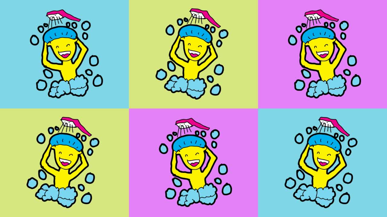 niños dibujando arte pop fondo sin costuras con el tema de la gente tomar una ducha