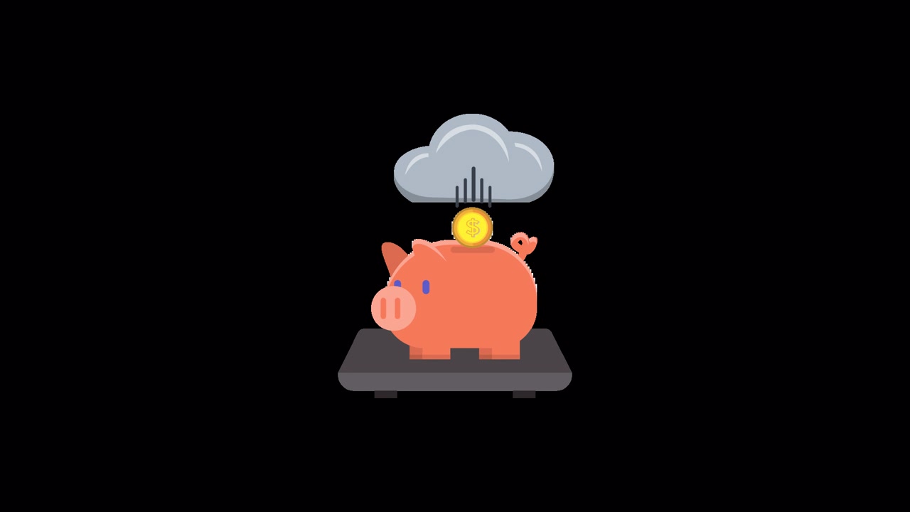 Cloud Money Saving with Piggy Bank Animation