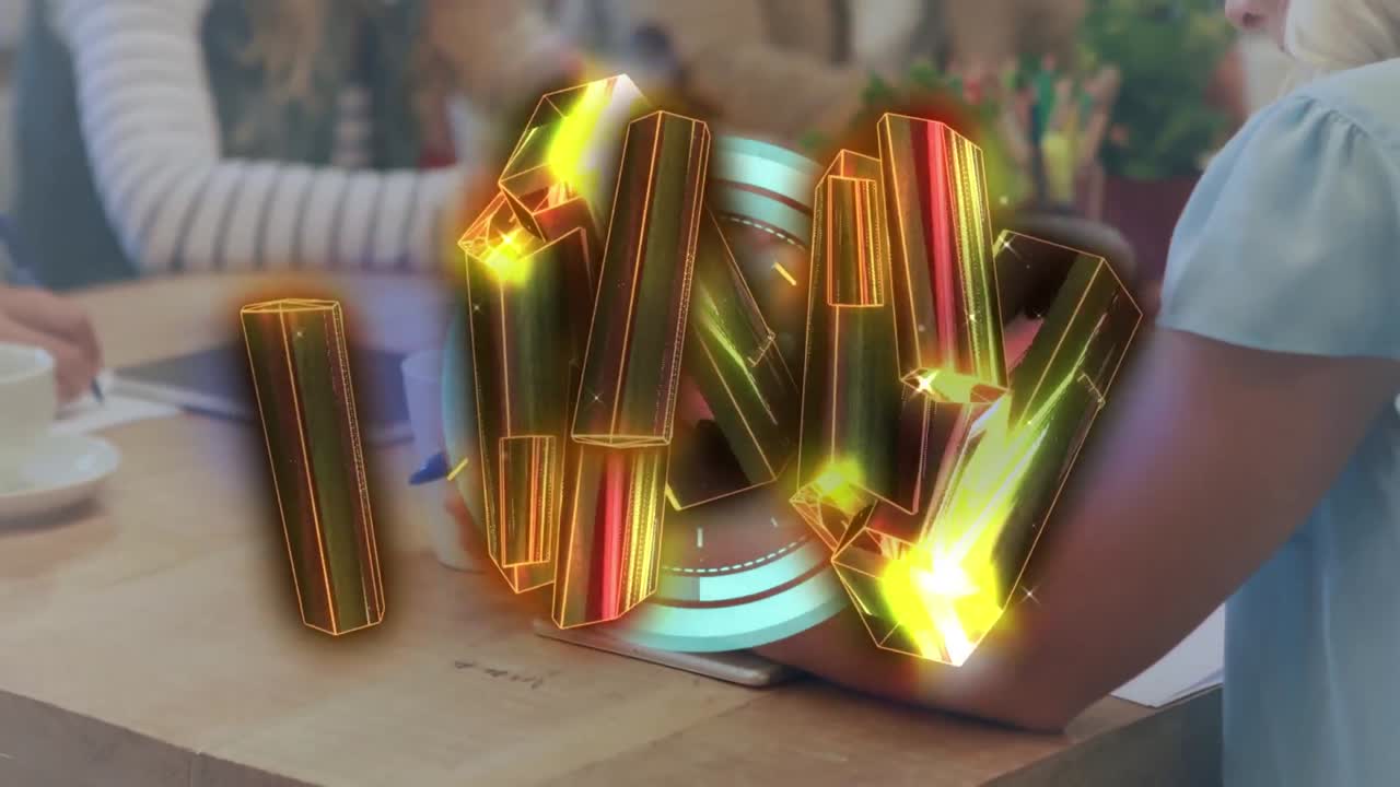 animación de formas brillantes en 3d sobre las personas