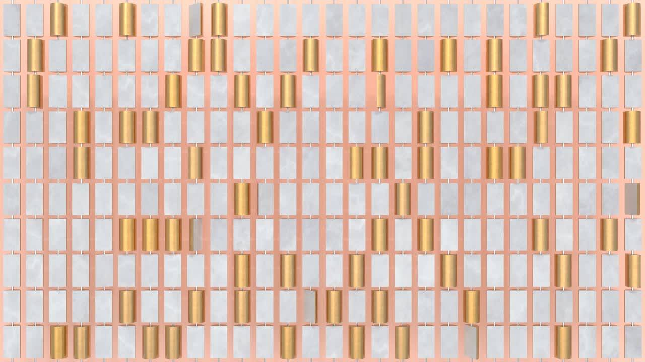 paneles de pared de estudio modernos abstractos geométricos de oro blanco volviendo - animación de fondo de movimiento de bucle sin costuras de 4k