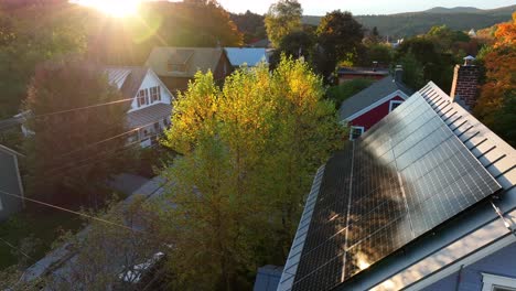 solar panel array on american rooftop