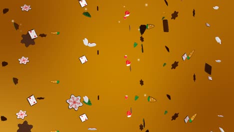 loop falling 3d cookies, diffrent cookies rain christmas decoration.