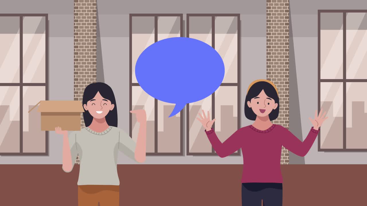 mujer levantando caja y amigo