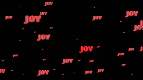 animation of joy text in repetition at christmas on black background