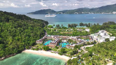 luxury resort in phuket, thailand with private beach. aerial view, tourism industry.