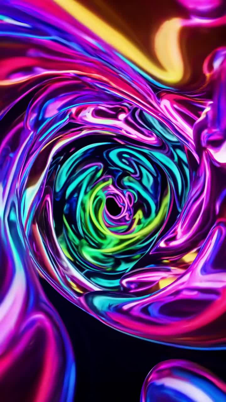 Vibrant Abstract Neon Swirls and Flowing Vortex