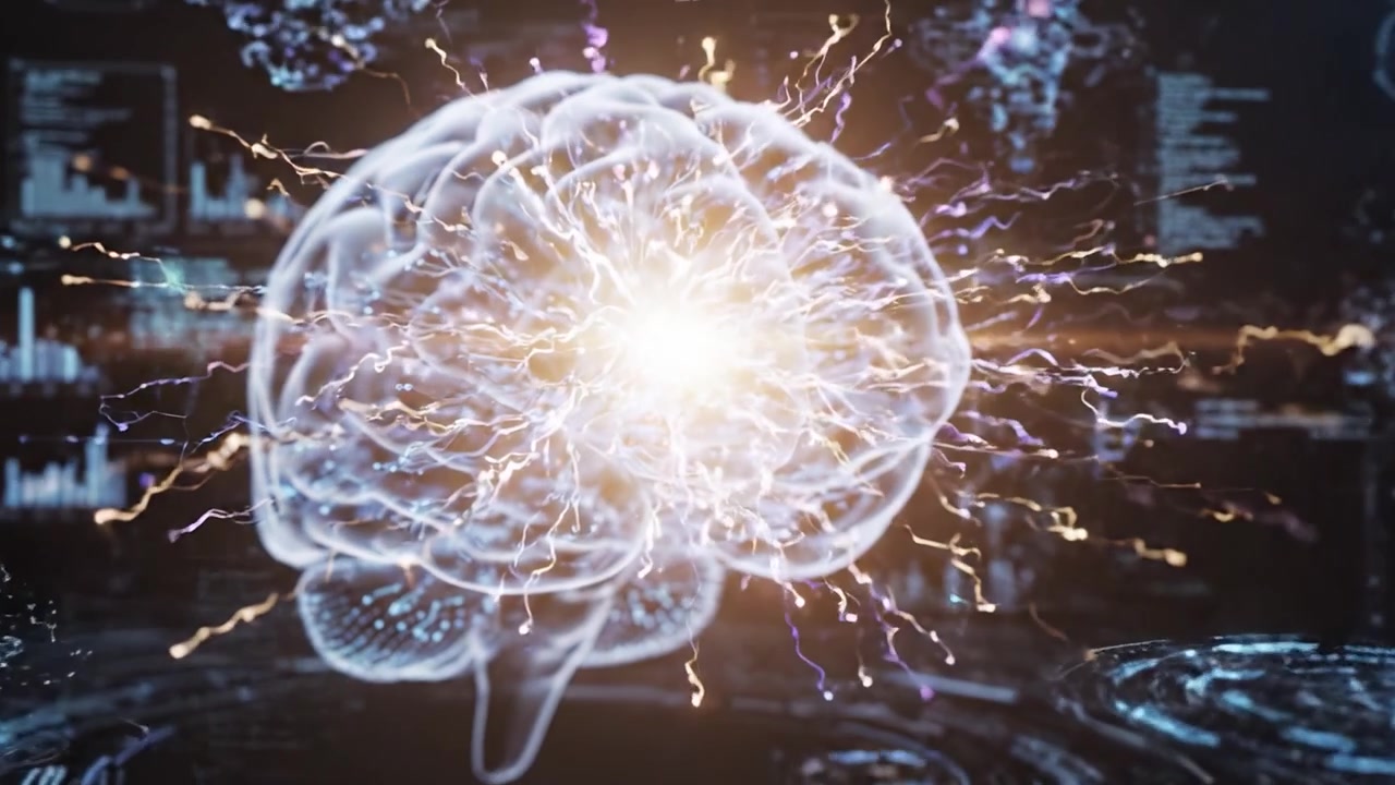 Esplorando le complessità del cervello umano: un viaggio attraverso le connessioni neurali e visualizzazioni astratte dei processi cognitivi.