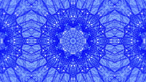 digital animation of kaleidoscopic shapes moving in hypnotic motion against blue background