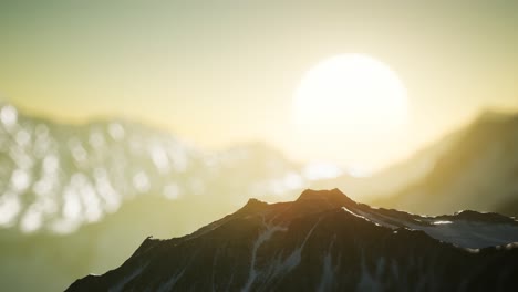 winter landscape in mountains at sunset