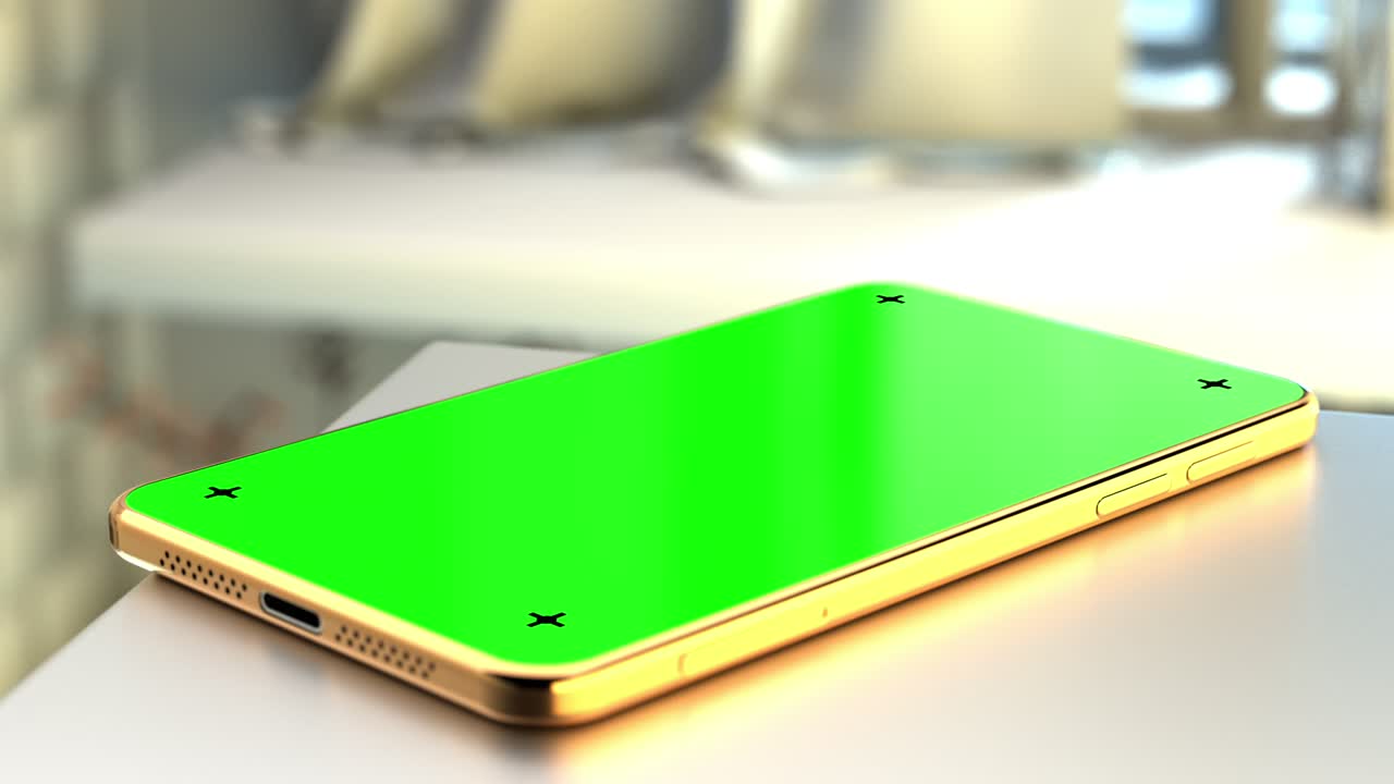 teléfono inteligente con pantalla verde, concepto de conexión - animación 3d industrial